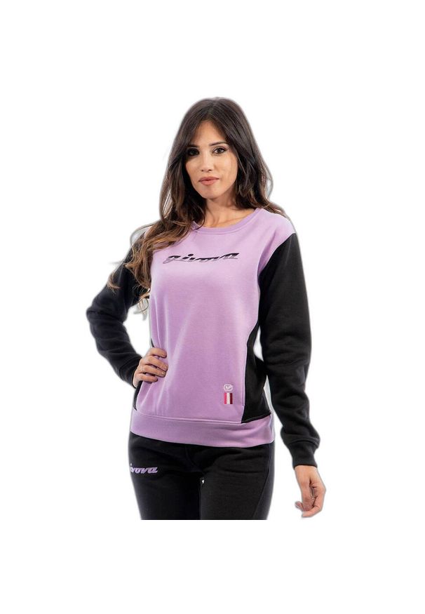 Damski dres Givova 102 g z felpy, rozmiar M. Kolor: fioletowy, czarny, wielokolorowy. Materiał: dresówka