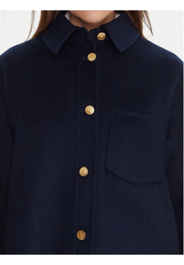 TOMMY HILFIGER - Tommy Hilfiger Płaszcz wełniany WW0WW46558 Granatowy Relaxed Fit. Kolor: niebieski. Materiał: syntetyk
