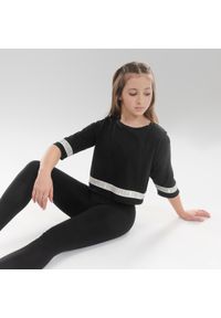 STAREVER - Koszulka do tańca nowoczesnego dla dzieci Starever crop top. Kolor: czarny. Materiał: lyocell, elastan, bawełna, materiał. Sport: taniec #1