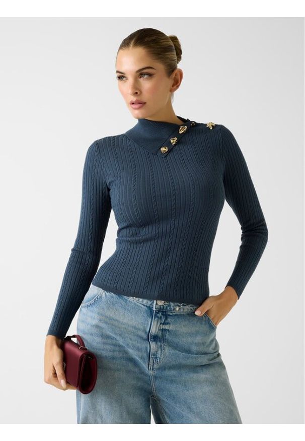 Guess Sweter W6RR07 Z2YK2 Niebieski Regular Fit. Kolor: niebieski. Materiał: wiskoza