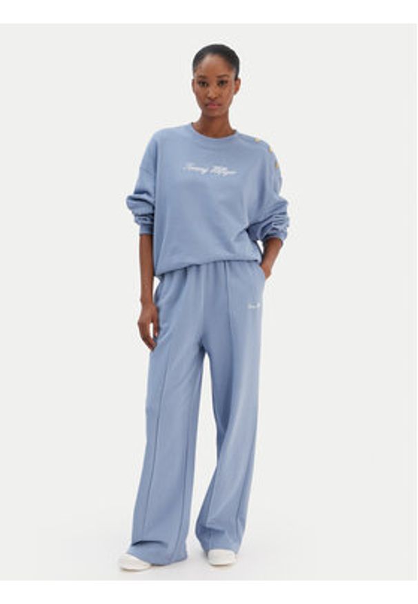TOMMY HILFIGER - Tommy Hilfiger Spodnie dresowe Script WW0WW48784 Niebieski Relaxed Fit. Kolor: niebieski. Materiał: bawełna