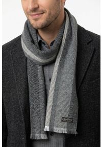 Szalik Męski - V. Fraas - Cashmink - Szarość i Srebro, Pasy. Materiał: syntetyk, materiał, wełna, poliakryl, tkanina. Wzór: prążki, paski. Sezon: lato #3