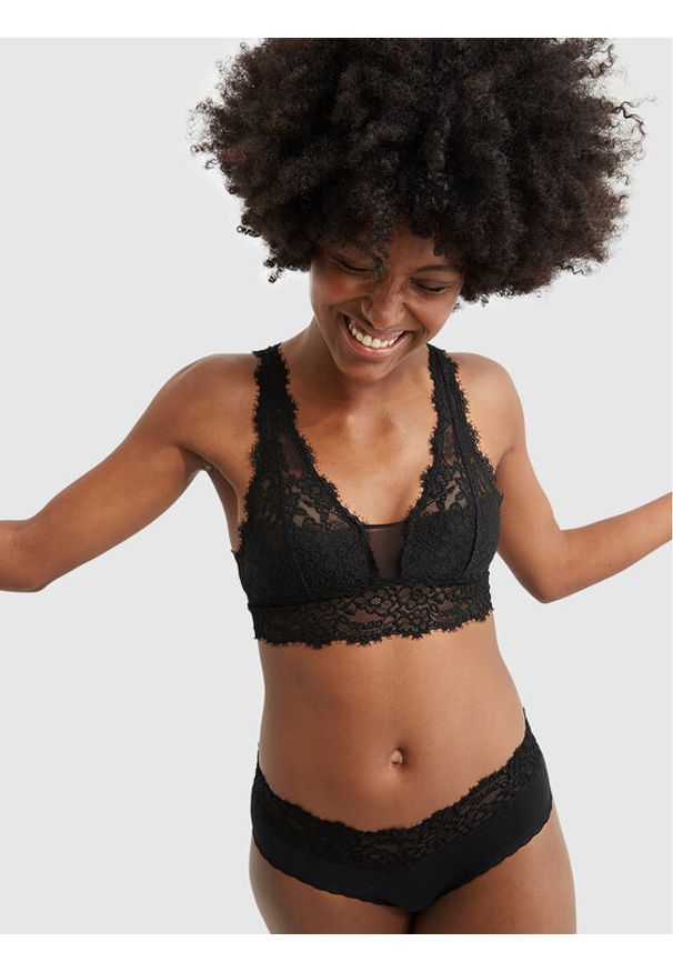 Biustonosz braletka aerie. Kolor: czarny. Materiał: syntetyk