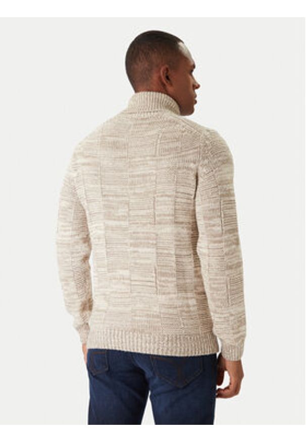 JOOP! Jeans Golf Milsom 30047472 Beżowy Modern Fit. Typ kołnierza: golf. Kolor: beżowy. Materiał: bawełna