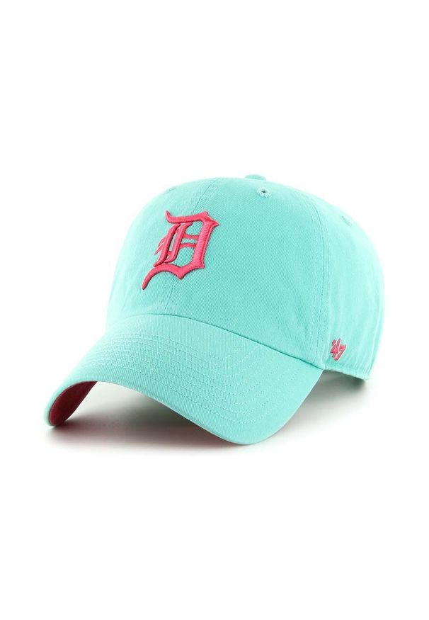 47 Brand - 47brand czapka z daszkiem bawełniana MLB Detroit Tigers kolor turkusowy z aplikacją. Kolor: turkusowy. Materiał: bawełna. Wzór: aplikacja