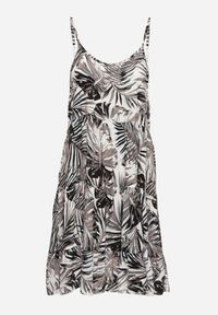 Born2be - Czarna Sukienka Bawełniana Rozkloszowana na Ramiączkach w Liście Natilsa. Okazja: na imprezę. Kolor: czarny. Materiał: bawełna. Długość rękawa: na ramiączkach. Sezon: lato. Typ sukienki: rozkloszowane #5