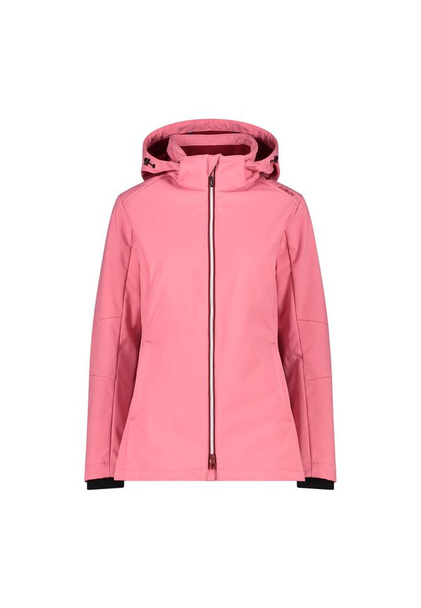 Kurtka damska turystyczna CMP 3A22226. Typ kołnierza: kaptur. Kolor: różowy. Materiał: softshell. Sport: turystyka piesza