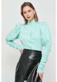 Notes du Nord koszula damska kolor turkusowy slim ze stójką. Typ kołnierza: kołnierzyk stójkowy. Kolor: turkusowy #1