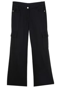bonprix - Szerokie spodnie bojówki dziewczęce. Kolor: czarny #1
