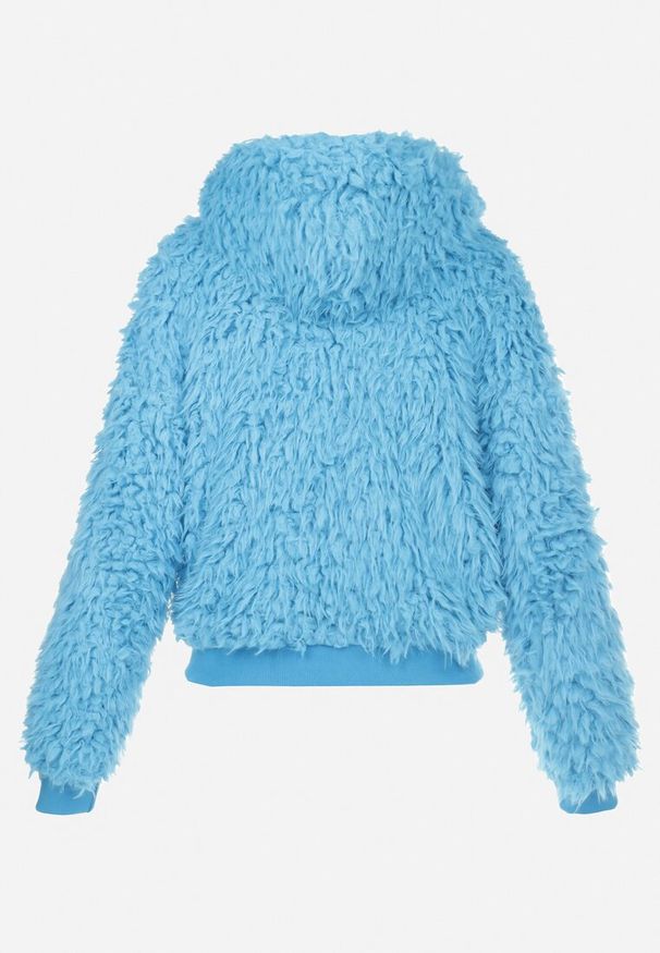 Born2be - Niebieska Wełniana Kurtka z Kapturem Siedla. Typ kołnierza: kaptur. Kolor: niebieski. Materiał: wełna. Długość: krótkie