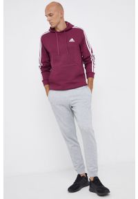 Adidas - adidas Bluza męska kolor fioletowy z kapturem gładka. Typ kołnierza: kaptur. Kolor: fioletowy. Materiał: materiał, dzianina. Wzór: gładki, haft #5