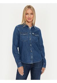 Guess Koszula jeansowa W4YH35 D5EI3 Granatowy Classic Fit. Kolor: niebieski. Materiał: jeans, bawełna