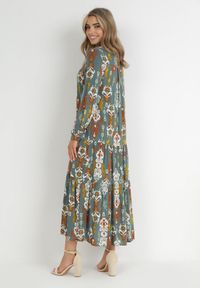 Born2be - Ciemnozielona Sukienka Koszulowa Rozkloszowana Delirime. Okazja: na co dzień. Kolor: zielony. Typ sukienki: koszulowe. Styl: casual, elegancki