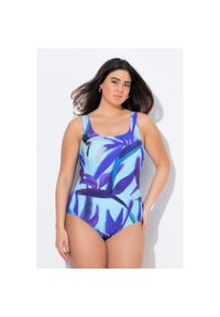 ULLA POPKEN - Damskie Strój kąpielowy bez miękkich miseczek okrągły dekolt. Kolekcja: plus size. Kolor: niebieski. Materiał: poliamid, materiał, elastan #1