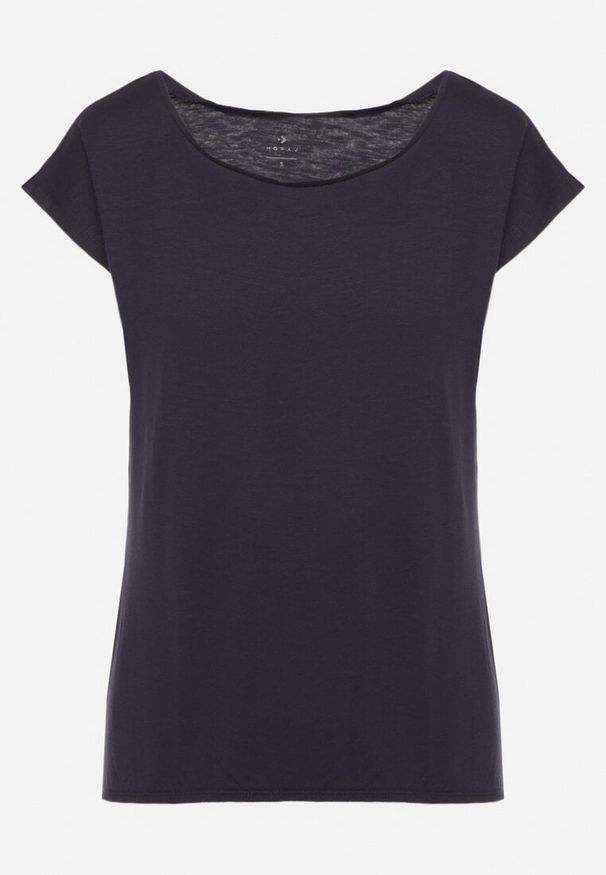 Born2be - Granatowy Bawełniany T-shirt w Klasycznym Stylu Raliessa. Okazja: na co dzień. Kolor: niebieski. Materiał: bawełna. Sezon: lato, wiosna. Styl: klasyczny