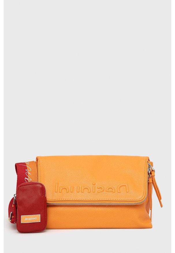 Desigual torebka 22SAXPAF kolor pomarańczowy. Kolor: pomarańczowy. Rodzaj torebki: na ramię