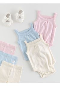 Reserved - Strukturalne body 3 pack - pastelowy róż. Kolor: różowy. Materiał: bawełna