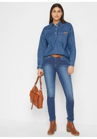 bonprix - Dżinsy Skinny, mid waist ze stretchem, Skinny. Kolor: niebieski