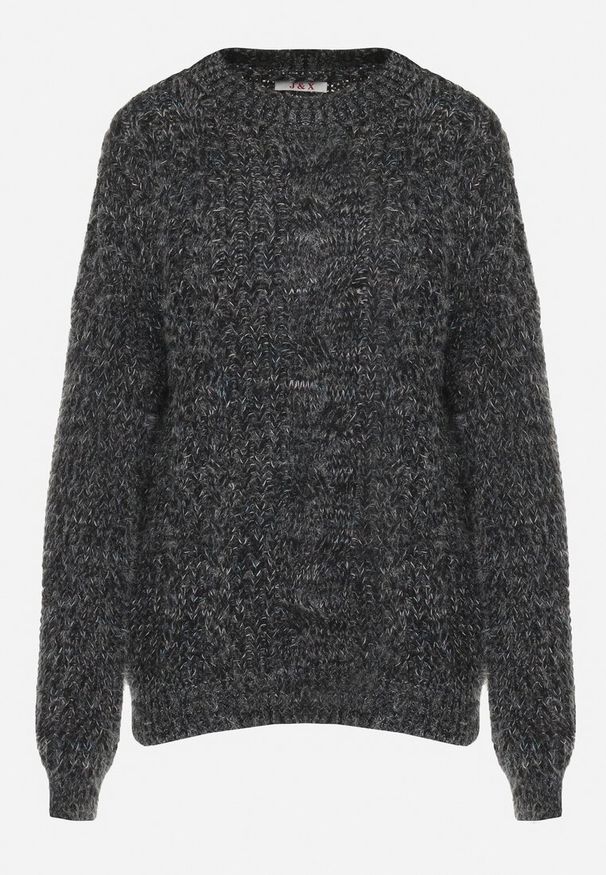 Born2be - Czarny Sweter z Wełną z Ozdobnym Splotem Abrenevia. Kolor: czarny. Materiał: wełna. Wzór: ze splotem. Sezon: zima