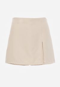 Renee - Beżowe Spódnico-Szorty High Waist z Rozcięciem Vikone. Okazja: na co dzień. Stan: podwyższony. Kolor: beżowy. Styl: elegancki, casual #8
