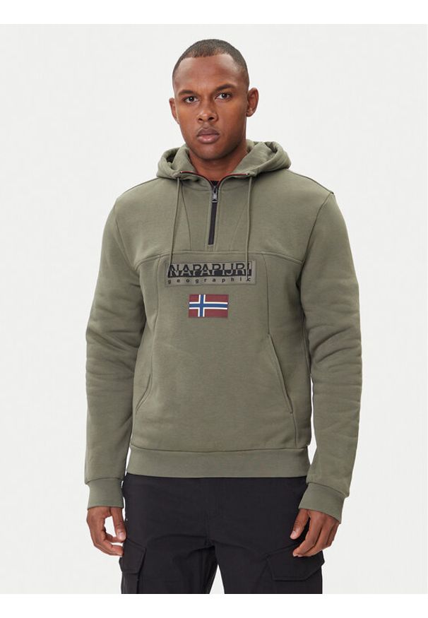 Napapijri Bluza Burgee NP0A4I5E Zielony Regular Fit. Kolor: zielony. Materiał: bawełna