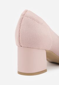 Born2be - Różowe Czółenka VICES ze Sportowej Tkaniny na Słupku Waesbella. Nosek buta: otwarty. Kolor: różowy. Materiał: tkanina. Obcas: na słupku. Styl: sportowy. Wysokość obcasa: średni #6