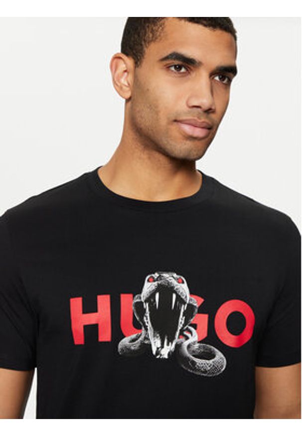 Hugo - HUGO T-Shirt Deyladec 50530607 Czarny Regular Fit. Kolor: czarny. Materiał: bawełna