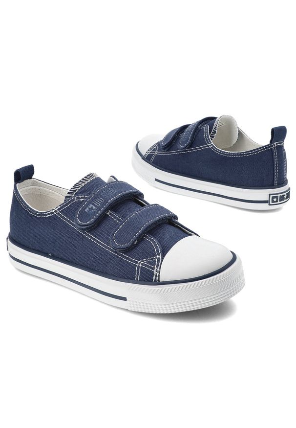 Big-Star - Granatowe Trampki Big Star Modne Buty Dziecięce. Okazja: na spacer, na uczelnię, na co dzień. Zapięcie: rzepy. Kolor: niebieski. Materiał: materiał, guma. Styl: młodzieżowy, casual, klasyczny