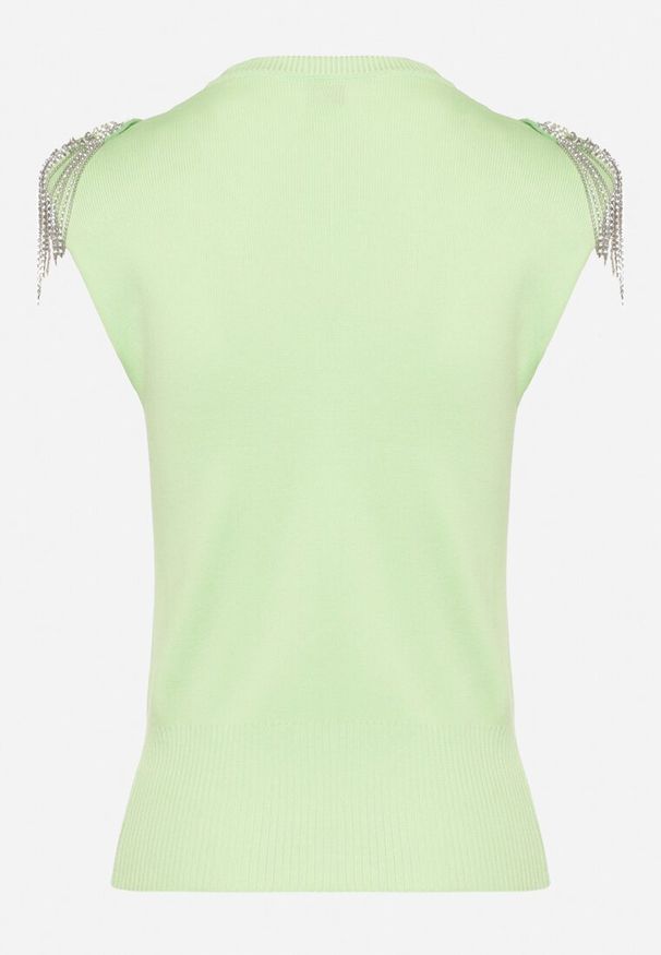 Born2be - Jasnozielony Top z Ozdobnymi Pagonami Zenor. Kolor: zielony. Sezon: wiosna, lato