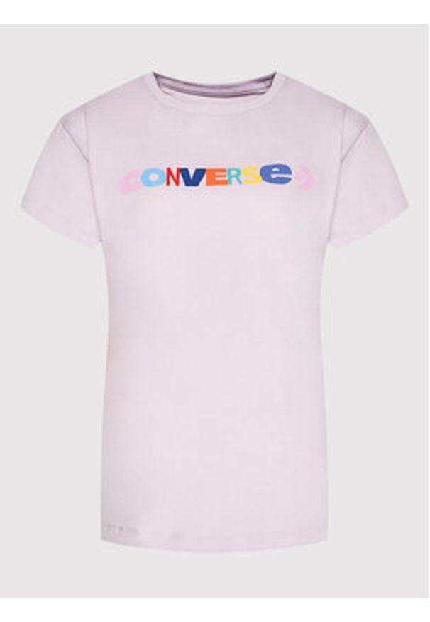 Converse T-Shirt 10022969-A04 Fioletowy Standard Fit. Kolor: fioletowy. Materiał: bawełna