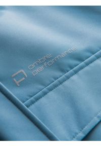 Ombre Clothing - Ocieplana długa męska kurtka z odblaskowymi elementami – niebieska V4. Typ kołnierza: kołnierzyk stójkowy. Kolor: niebieski. Materiał: guma, puch, poliester, materiał, satyna, syntetyk. Długość: długie. Wzór: gładki, aplikacja. Styl: elegancki #5