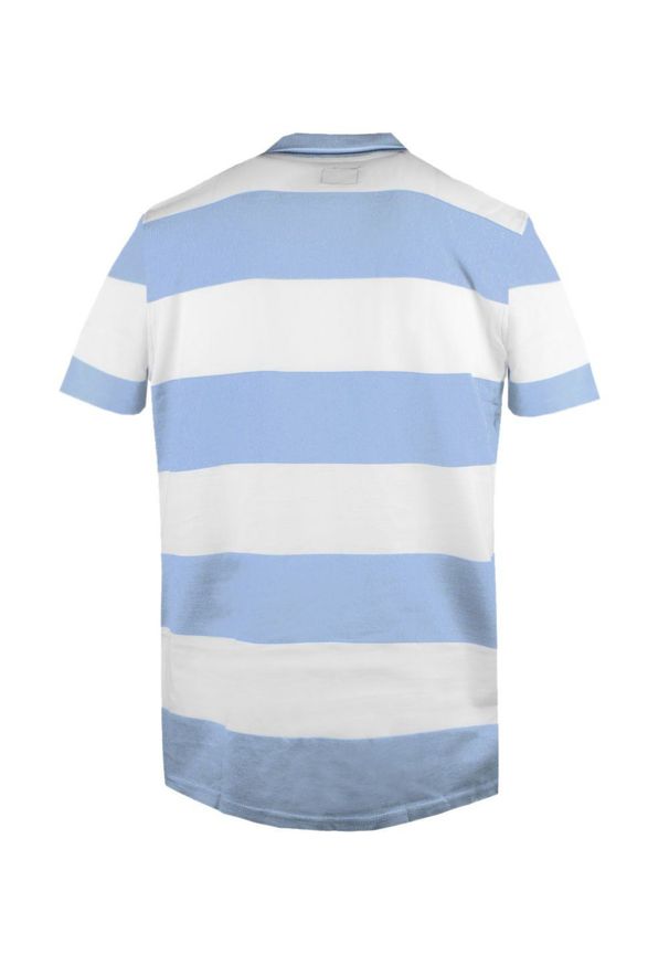 Koszulka Polo - Męska - Pako Jeans - Biało-Niebieskie Pasy. Okazja: na co dzień. Typ kołnierza: polo. Kolor: niebieski. Materiał: bawełna. Wzór: prążki, paski. Styl: casual