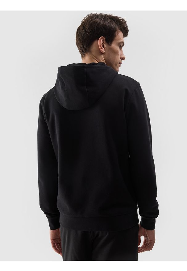4f - 4F Bluza dresowa nierozpinana z kapturem męska - czarna 3XL. Okazja: na co dzień. Typ kołnierza: kaptur. Kolor: czarny. Materiał: dresówka. Wzór: gładki, nadruk, ze splotem. Styl: casual, sportowy