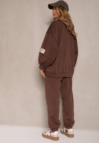 Renee - Brązowy Komplet Dresowy z Polarową Podszewką Bluza i Joggery Ziline. Kolor: brązowy. Materiał: polar, dresówka