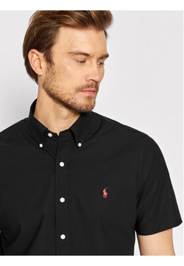Polo Ralph Lauren Koszula 710867700001 Czarny Custom Fit. Typ kołnierza: polo. Kolor: czarny. Materiał: bawełna