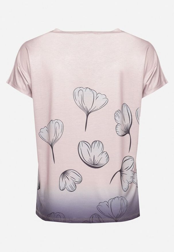 Born2be - Ciemnobeżowy T-shirt z Krótkim Rękawem Ozdobiony Cyrkoniami Flovilla. Okazja: na co dzień, na spotkanie biznesowe, do pracy. Kolor: beżowy. Materiał: jeans. Długość rękawa: krótki rękaw. Długość: krótkie. Wzór: aplikacja. Styl: biznesowy, elegancki, casual