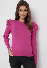 Born2be - Fuksjowy Sweter z Bufiastymi Rękawami Narephine. Kolor: różowy. Sezon: jesień, zima #4