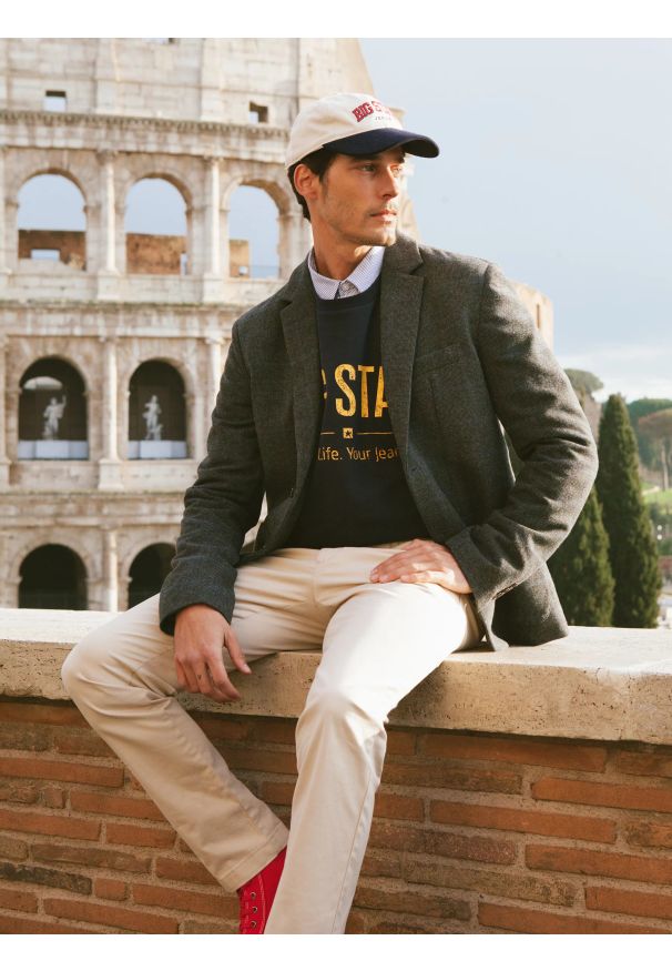 Big-Star - Spodnie męskie chinosy beżowe Erhat 805. Kolor: beżowy. Materiał: bawełna, tkanina