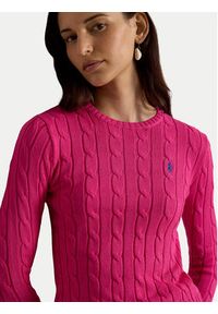 Polo Ralph Lauren Sweter 211971869508 Różowy Slim Fit. Typ kołnierza: polo. Kolor: różowy. Materiał: bawełna #3