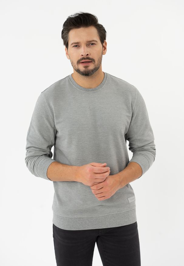 Volcano - Bluza ze strukturą B-BARRY. Okazja: na co dzień. Materiał: dzianina, materiał, dresówka, bawełna, skóra, wiskoza. Styl: casual, klasyczny