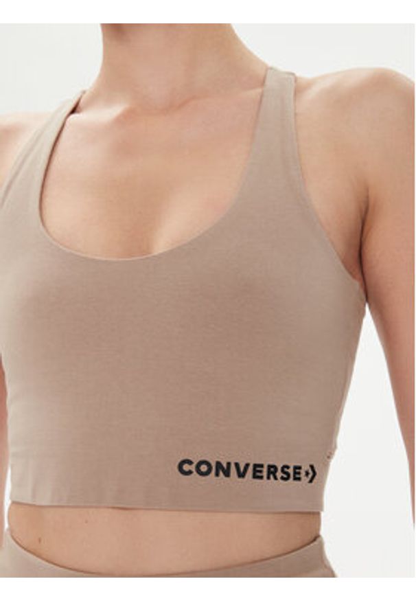 Converse Biustonosz top W Wordmark Bra Top 10024540-A10 Beżowy. Kolor: beżowy. Materiał: bawełna