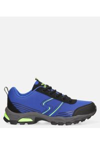 Casu - Niebieskie buty sportowe sznurowane softshell casu a1808-4. Okazja: na spacer. Kolor: zielony, wielokolorowy, niebieski. Materiał: softshell. Szerokość cholewki: normalna. Sport: turystyka piesza #1