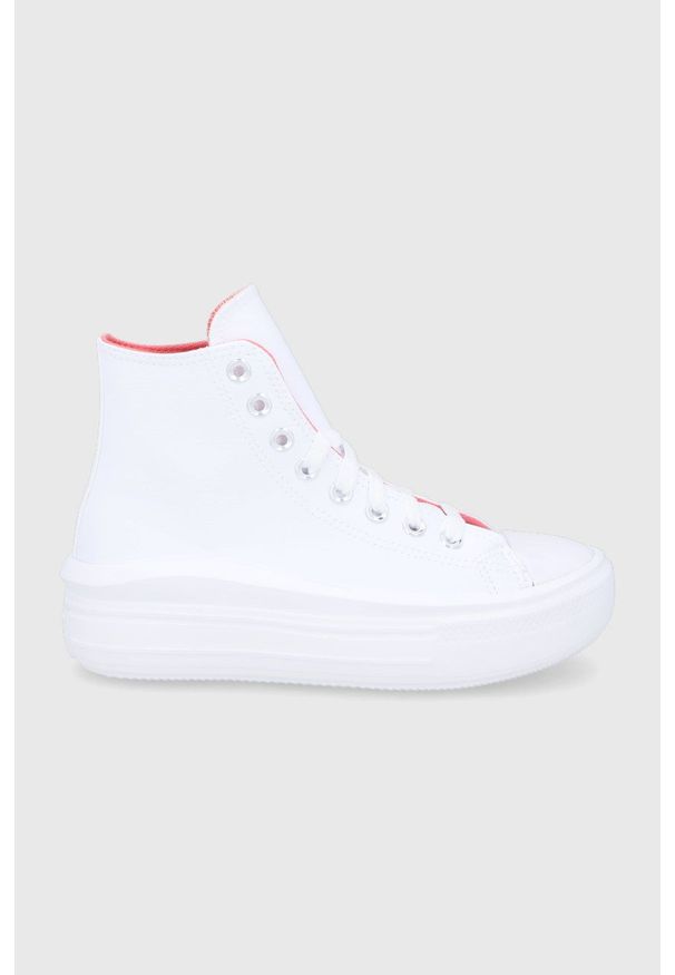 Converse Trampki damskie kolor biały. Nosek buta: okrągły. Zapięcie: sznurówki. Kolor: biały. Materiał: guma. Obcas: na platformie