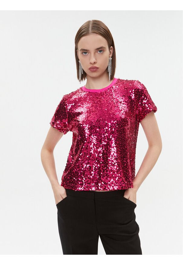 DKNY T-Shirt P3MH4SIT Różowy Regular Fit. Kolor: różowy. Materiał: syntetyk