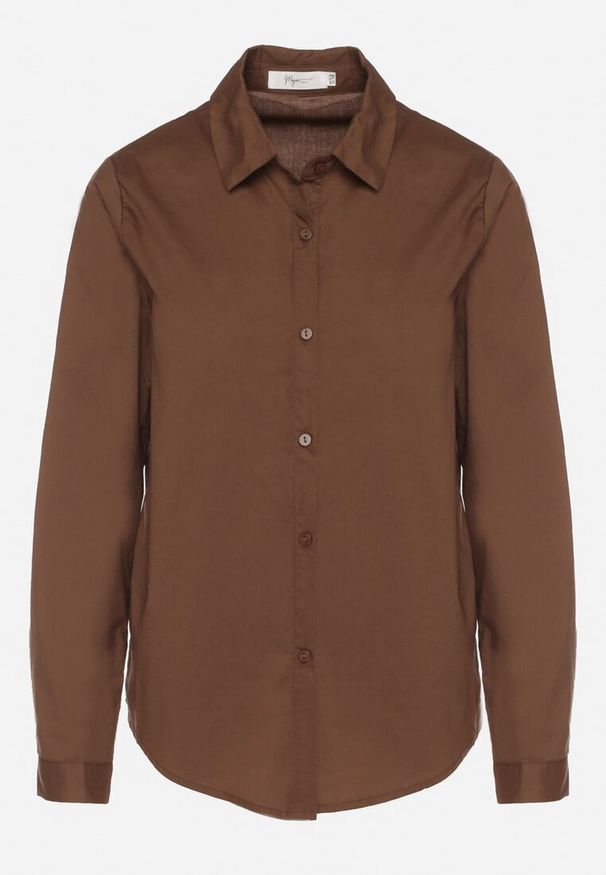 Born2be - Brązowa Bawełniana Koszula o Klasycznym Kroju Liadovia. Okazja: na co dzień. Typ kołnierza: kołnierzyk klasyczny. Kolor: brązowy. Materiał: bawełna. Styl: klasyczny