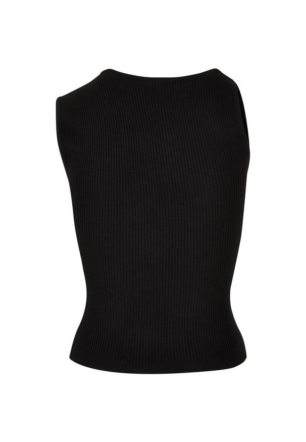 Urban Classics - Asymetryczny Top Z Dzianiny Żeberkowej Dla Kobiet. Kolor: czarny. Materiał: dzianina