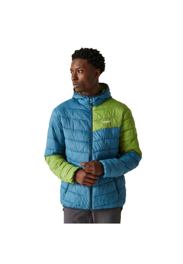 Regatta - Kurtka z kapturem męska Hillpack II. Typ kołnierza: kaptur. Kolor: niebieski. Materiał: poliamid. Sport: turystyka piesza