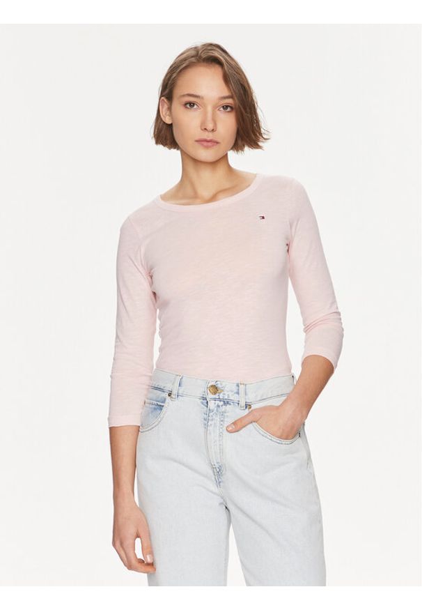 TOMMY HILFIGER - Tommy Hilfiger Bluzka WW0WW37861 Różowy Slim Fit. Kolor: różowy. Materiał: bawełna