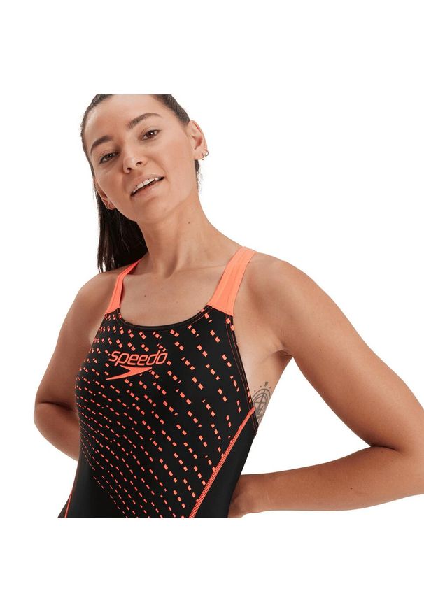 Strój kąpielowy damski jednoczęściowy na basen plażę Speedo Medley Logo. Kolor: pomarańczowy, wielokolorowy