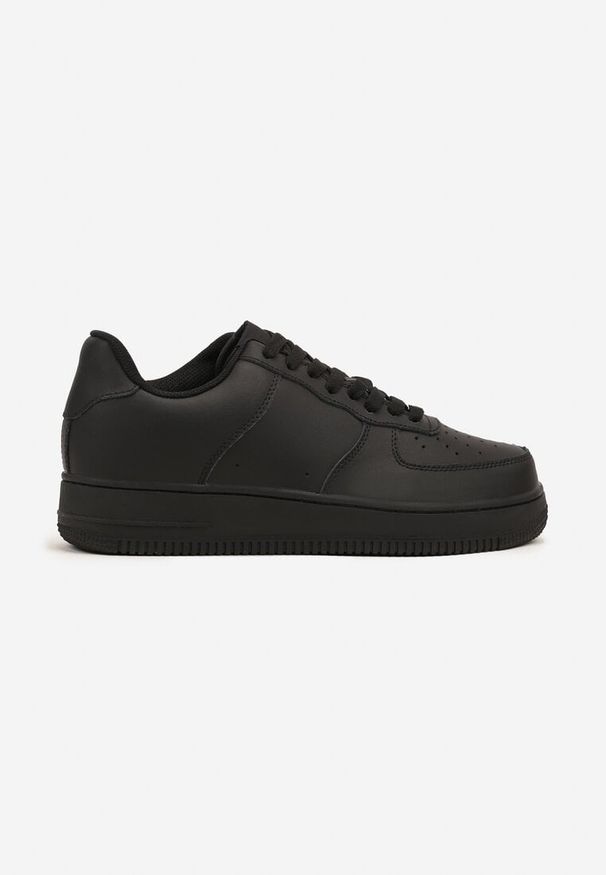 Born2be - Czarne Buty Sportowe Sneakersy ze Skóry Naturalnej z Perforacją Solnelisse. Okazja: na co dzień. Kolor: czarny. Materiał: skóra